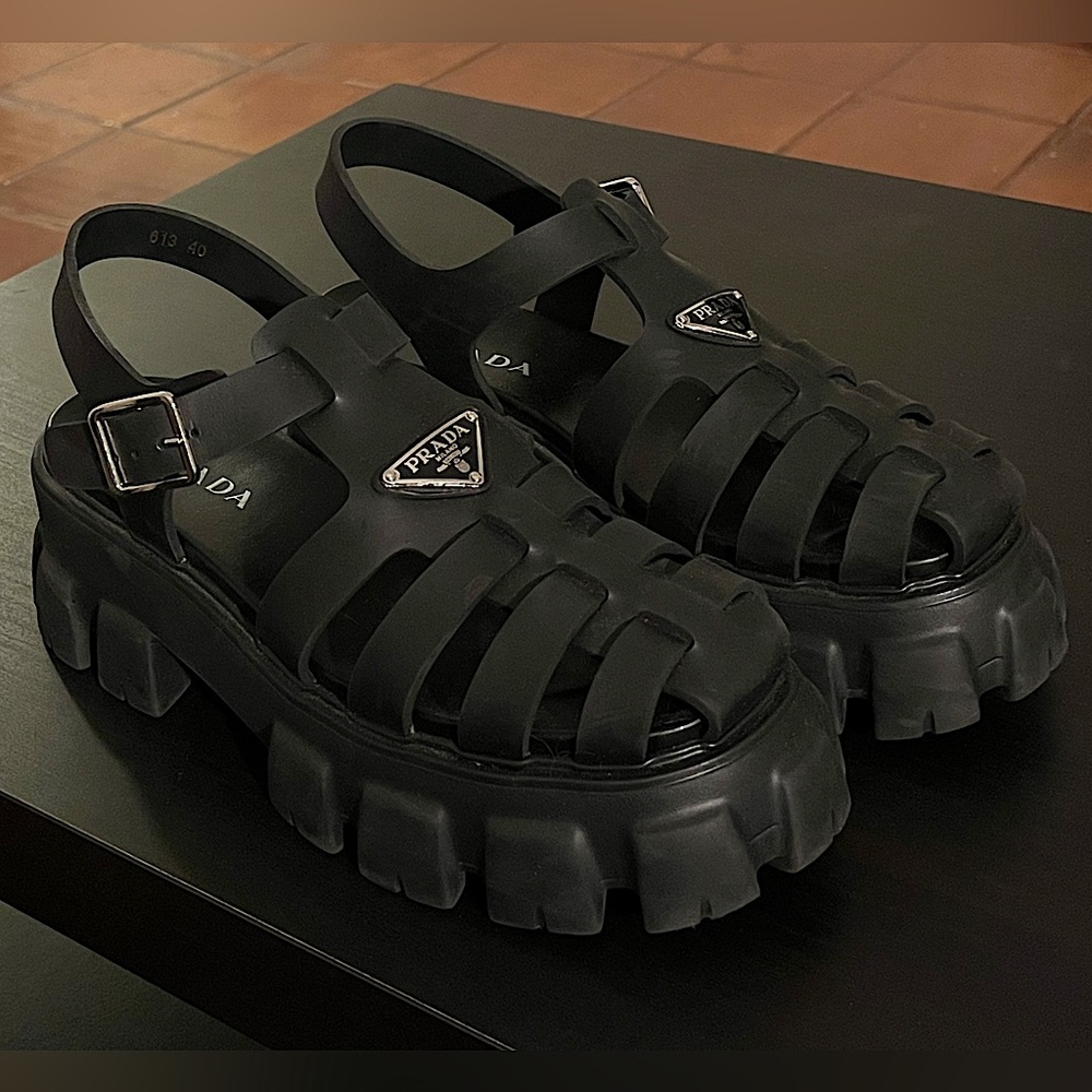Prada Monolith Foam Rubber Sandals Size 8.5